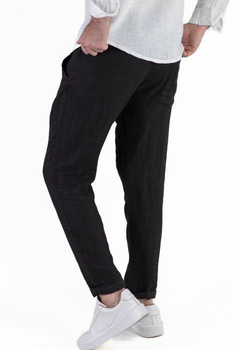 Pantaloni slim fit negri 100% in – Made in Italy [2]