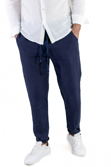 Pantaloni slim fit bleumarin 100% in – Made in Italy [2]