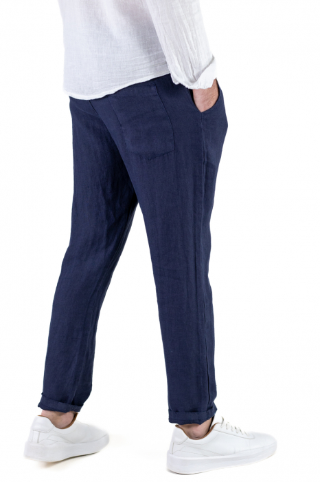 Pantaloni slim fit bleumarin 100% in – Made in Italy [3]