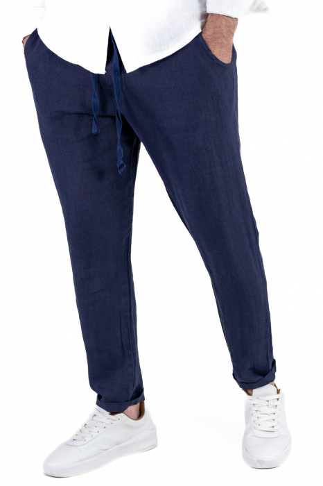 Pantaloni slim fit bleumarin 100% in – Made in Italy [5]
