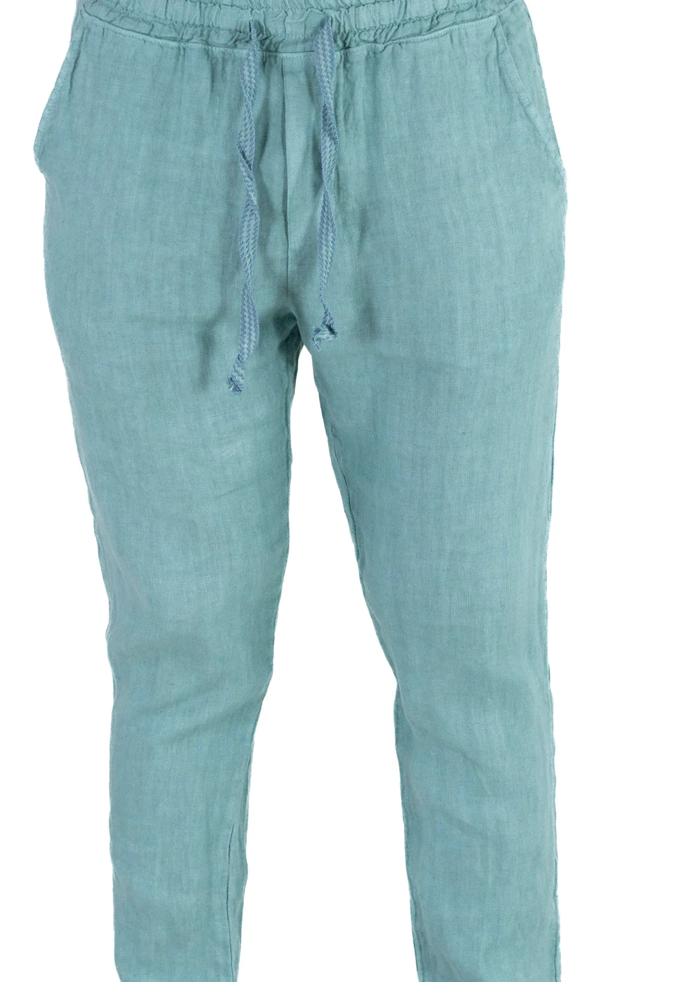 Pantaloni slim fit verde aqua 100% in – Made in Italy [4]