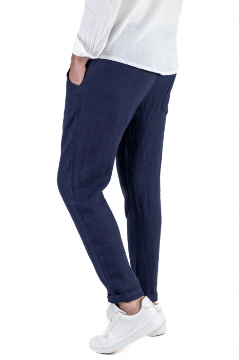 Pantaloni slim fit bleumarin 100% in – Made in Italy [6]
