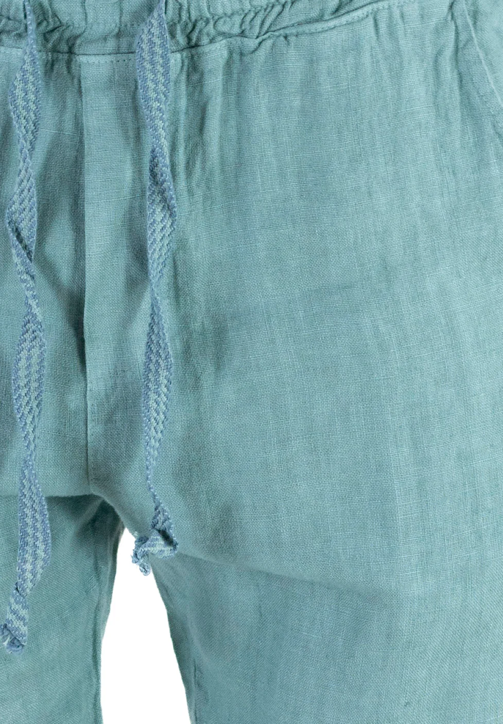 Pantaloni slim fit verde aqua 100% in – Made in Italy [3]