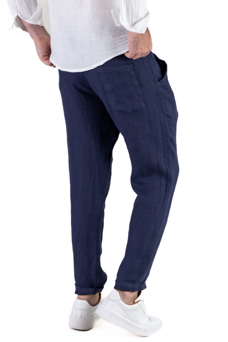 Pantaloni slim fit bleumarin 100% in – Made in Italy [4]