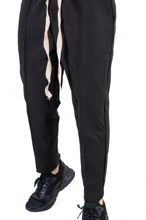 Pantaloni casual cu siret lung si dunga [5]