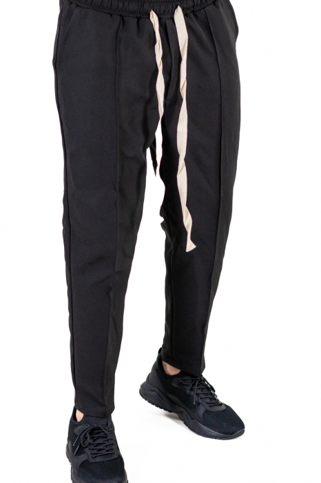 Pantaloni casual cu siret lung si dunga [4]