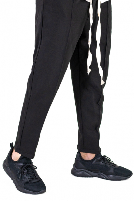 Pantaloni casual cu siret lung si dunga [2]