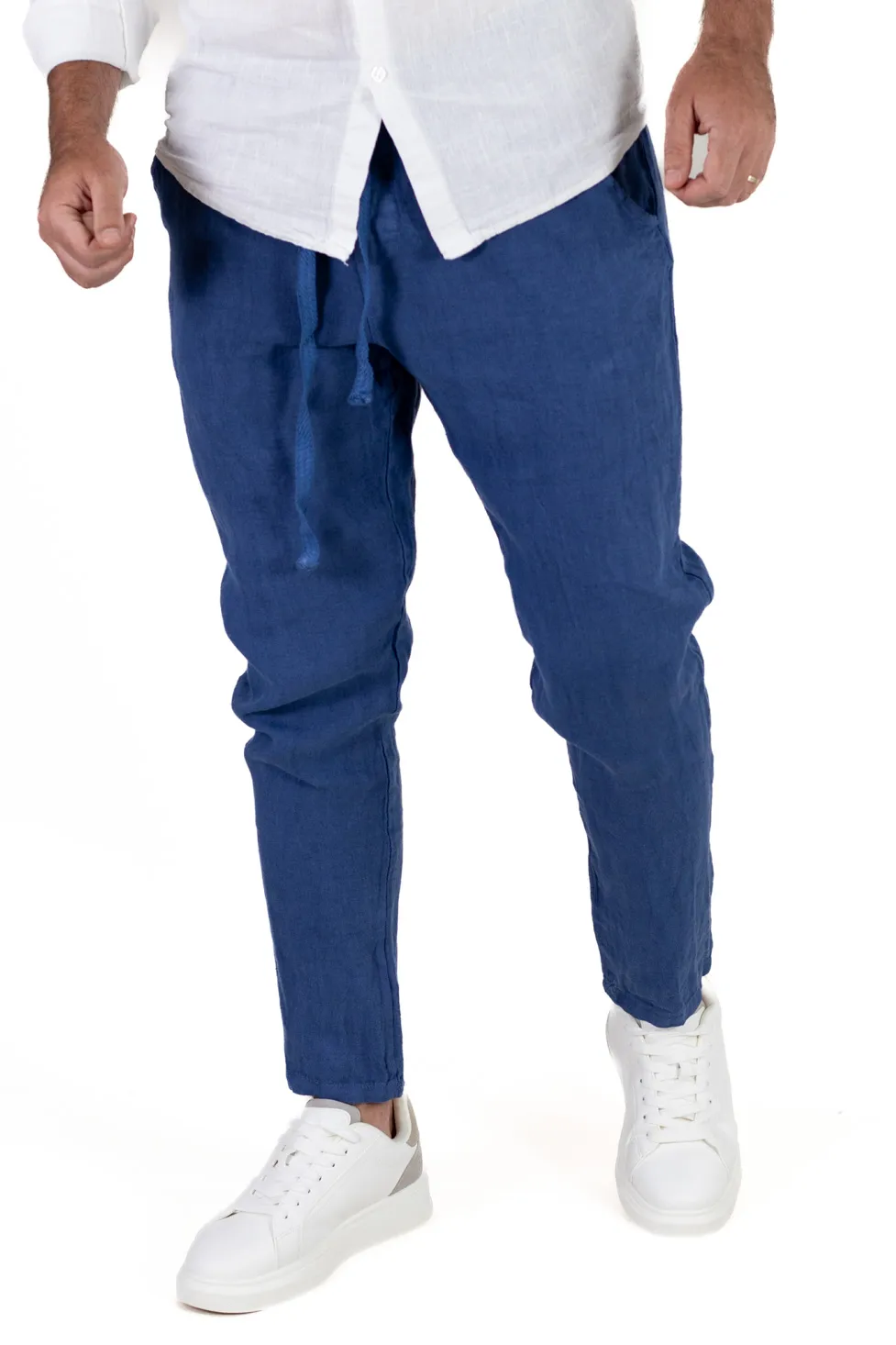 Pantaloni slim fit albastri 100% in – Made in Italy [6]