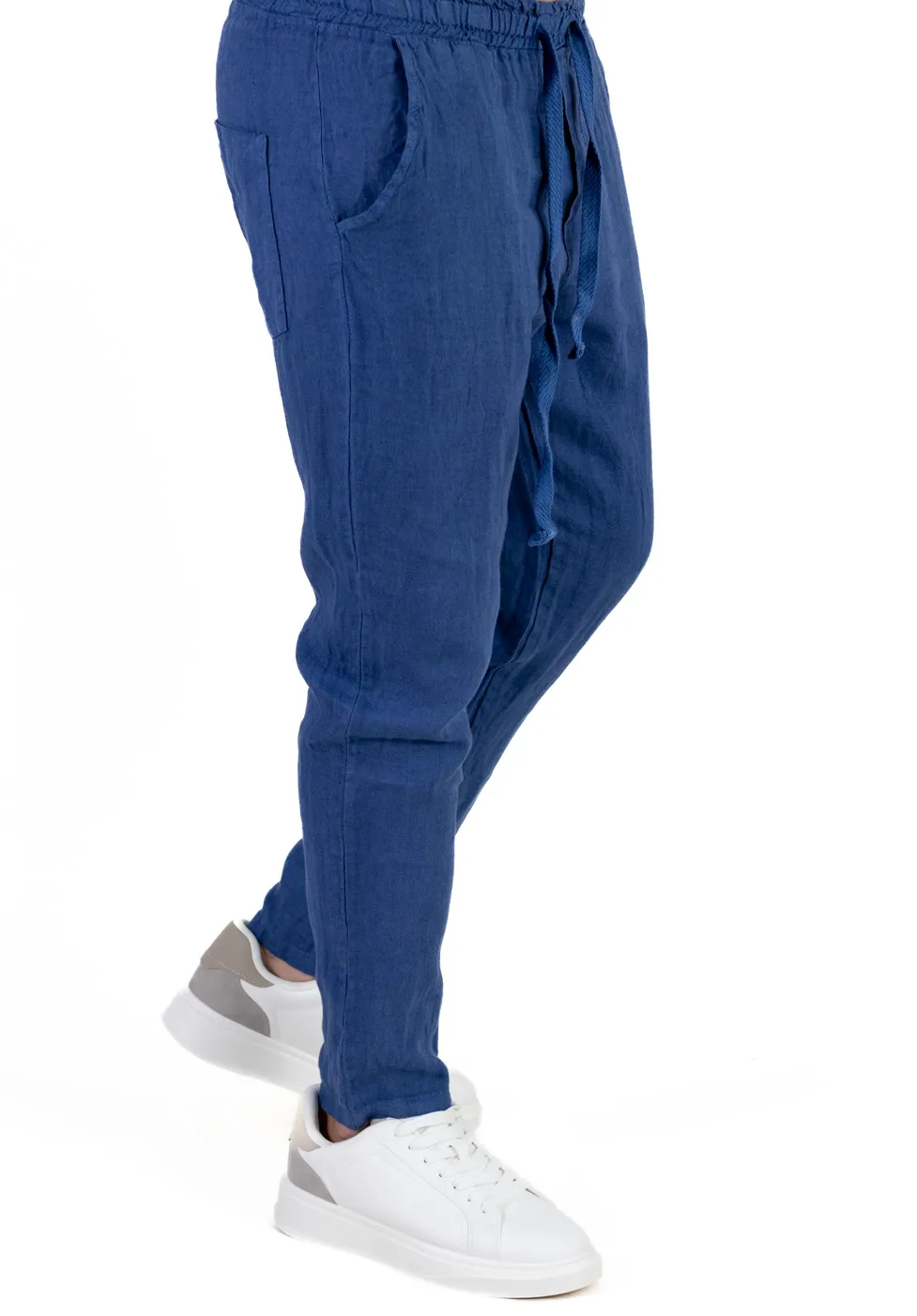 Pantaloni slim fit albastri 100% in – Made in Italy [8]