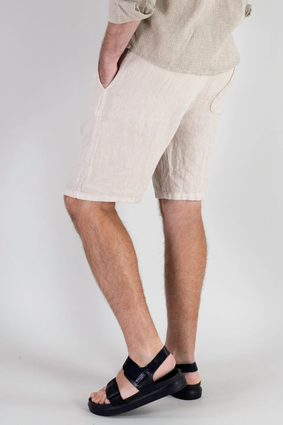 Pantaloni scurți bărbați 100% in crem [4]