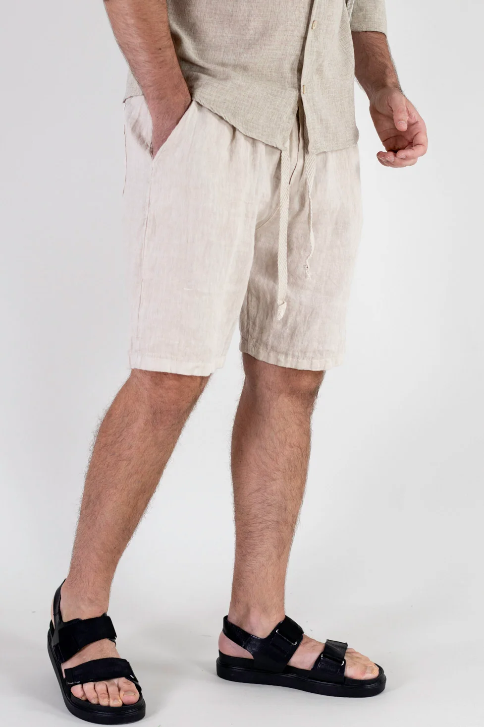 Pantaloni scurți bărbați 100% in crem [2]