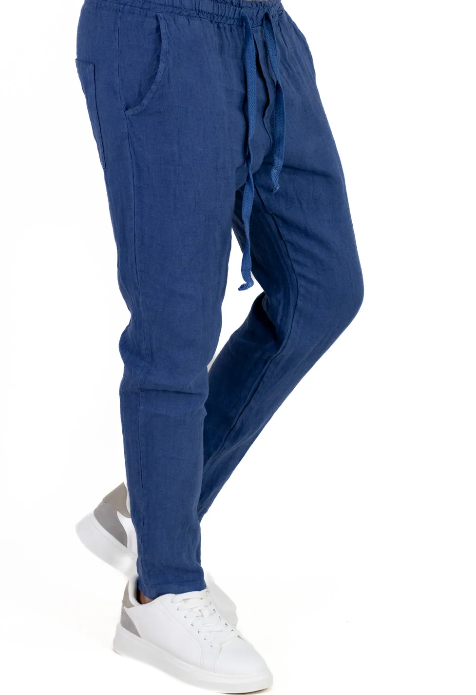 Pantaloni slim fit albastri 100% in – Made in Italy [9]