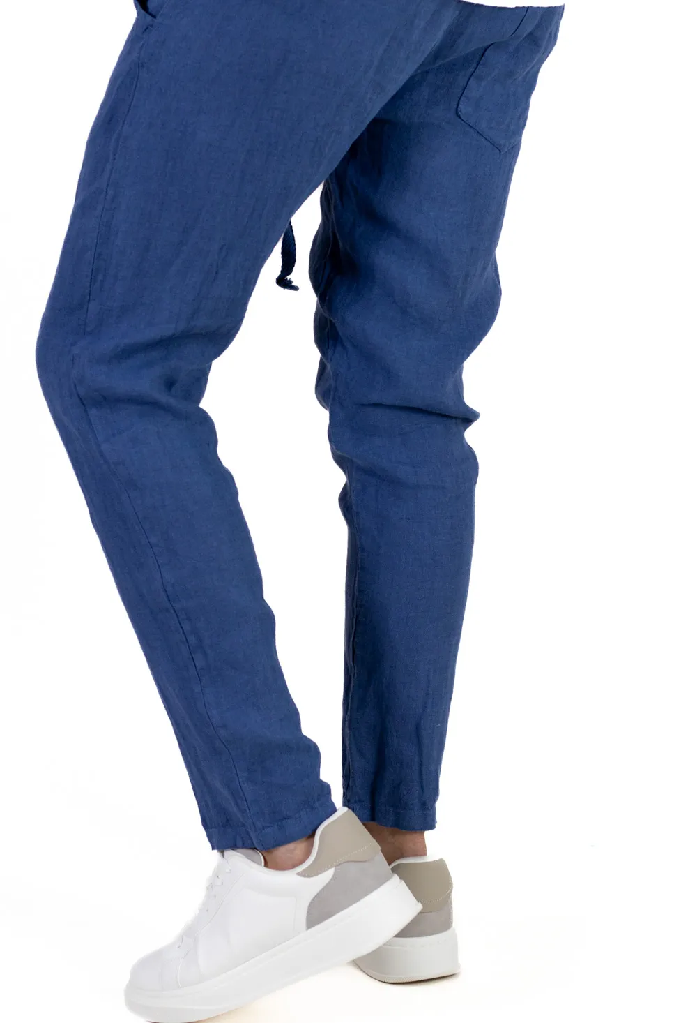 Pantaloni slim fit albastri 100% in – Made in Italy [5]