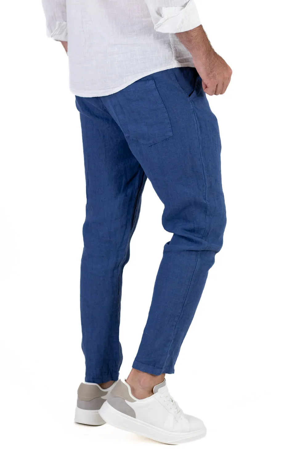 Pantaloni slim fit albastri 100% in – Made in Italy [4]