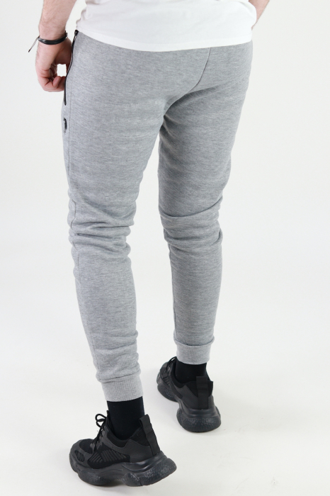 Pantaloni sport gri vatuiti cu logo [5]