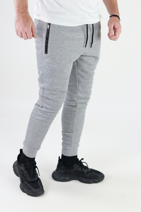Pantaloni sport gri vatuiti cu logo [2]