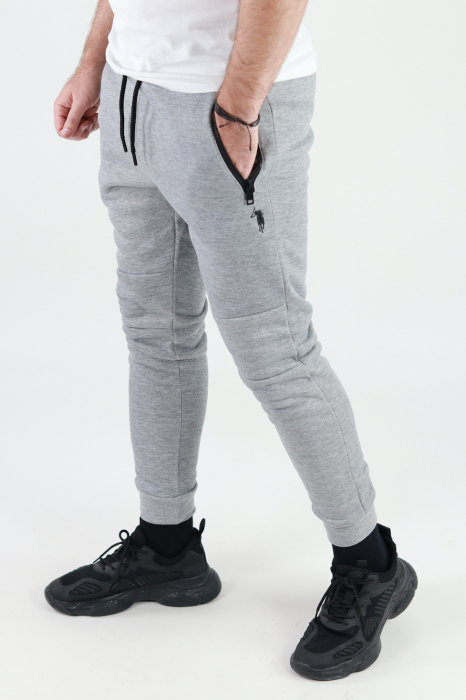 Pantaloni sport gri vatuiti cu logo [4]