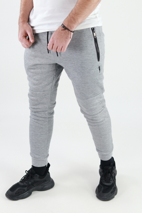 Pantaloni sport gri vatuiti cu logo [8]