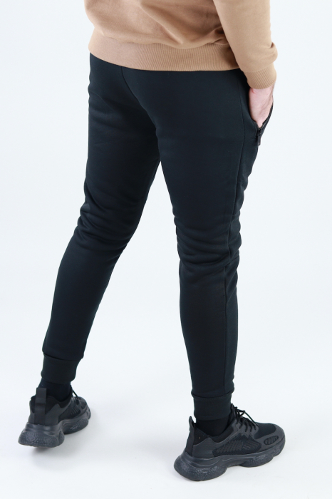 Pantaloni sport negri vatuiti cu logo [5]