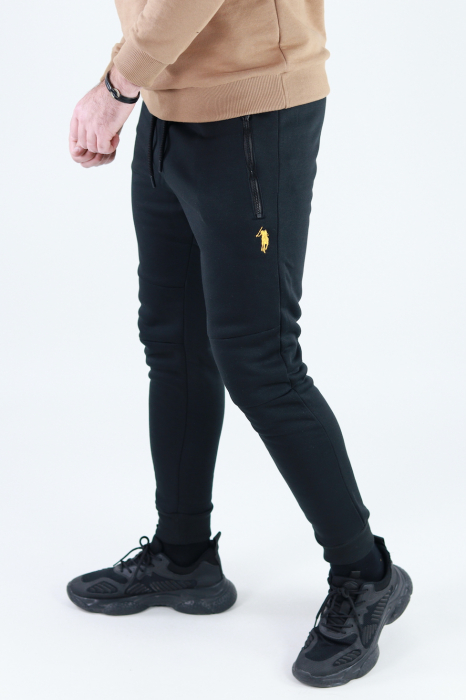 Pantaloni sport negri vatuiti cu logo [2]