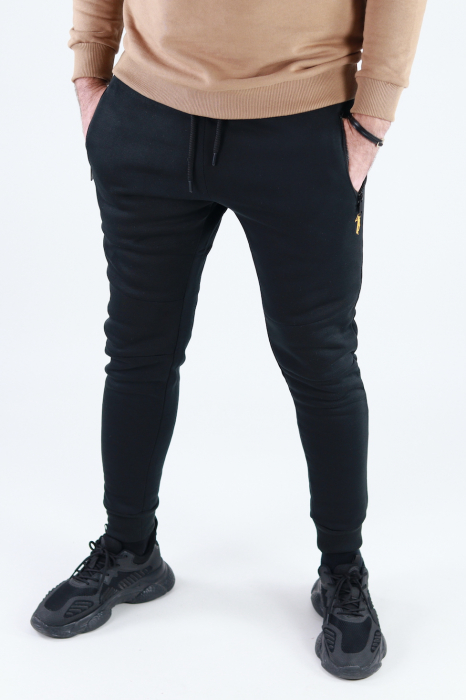 Pantaloni sport negri vatuiti cu logo [6]
