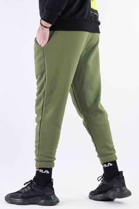 Pantaloni sport groși vatuiti verde militar [3]