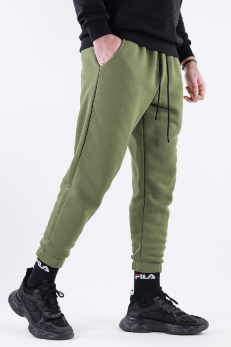 Pantaloni sport groși vatuiti verde militar [2]