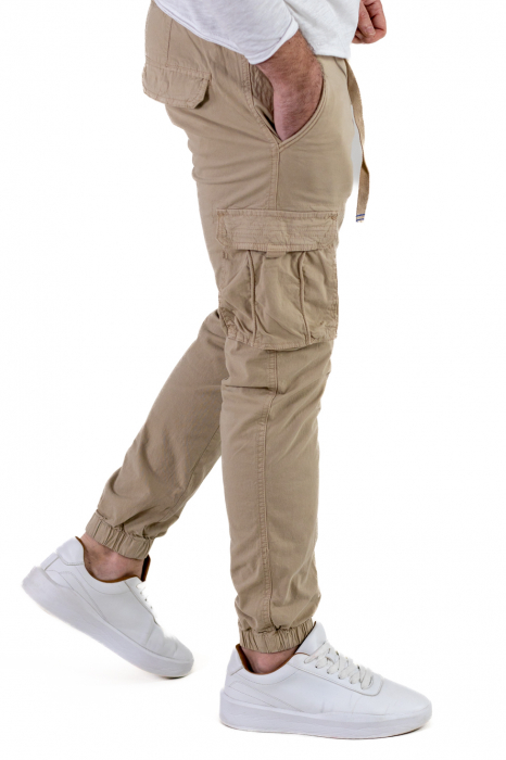 Pantaloni crem cu buzunare slim fit - confort [5]