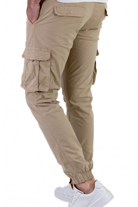 Pantaloni crem cu buzunare slim fit - confort [7]