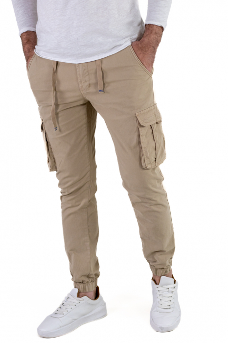 Pantaloni crem cu buzunare slim fit - confort [6]