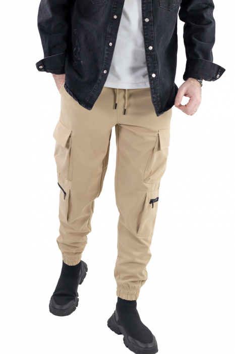 Pantaloni crem cu buzunare cargo [4]