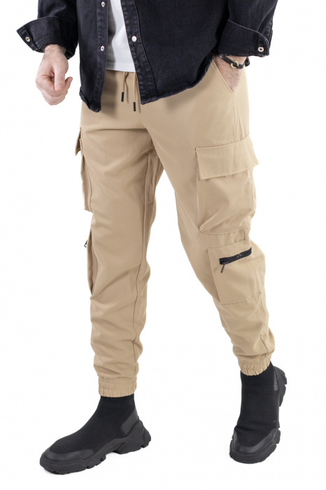 Pantaloni crem cu buzunare cargo [5]