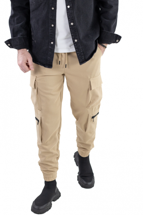 Pantaloni crem cu buzunare cargo [7]