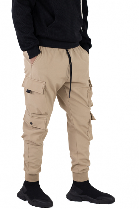 Pantaloni bej cargo vatuiti barbati [4]
