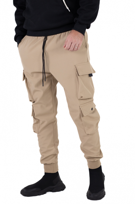 Pantaloni bej cargo vatuiti barbati [6]
