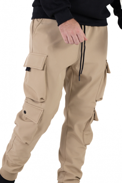 Pantaloni bej cargo vatuiti barbati [3]