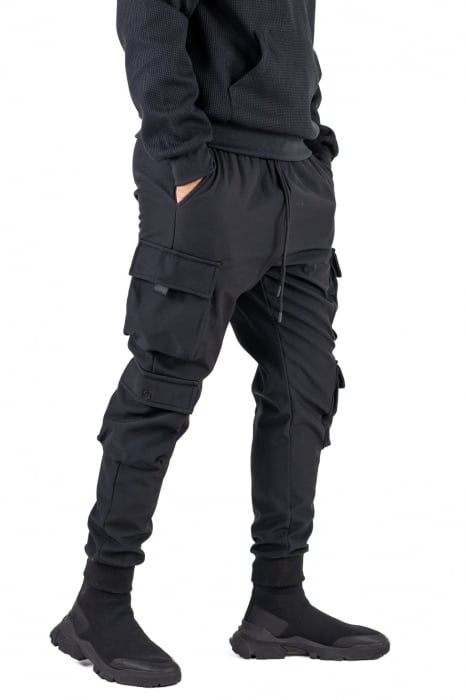Pantaloni negri cargo vatuiti barbati [7]