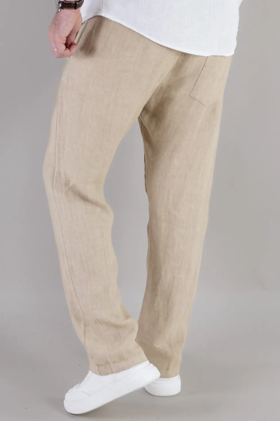 Pantaloni bej din in 100% regular fit – Made in Italy [5]
