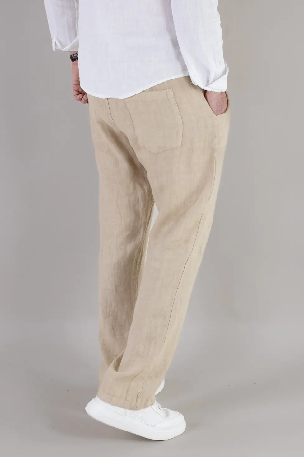 Pantaloni bej din in 100% regular fit – Made in Italy [7]