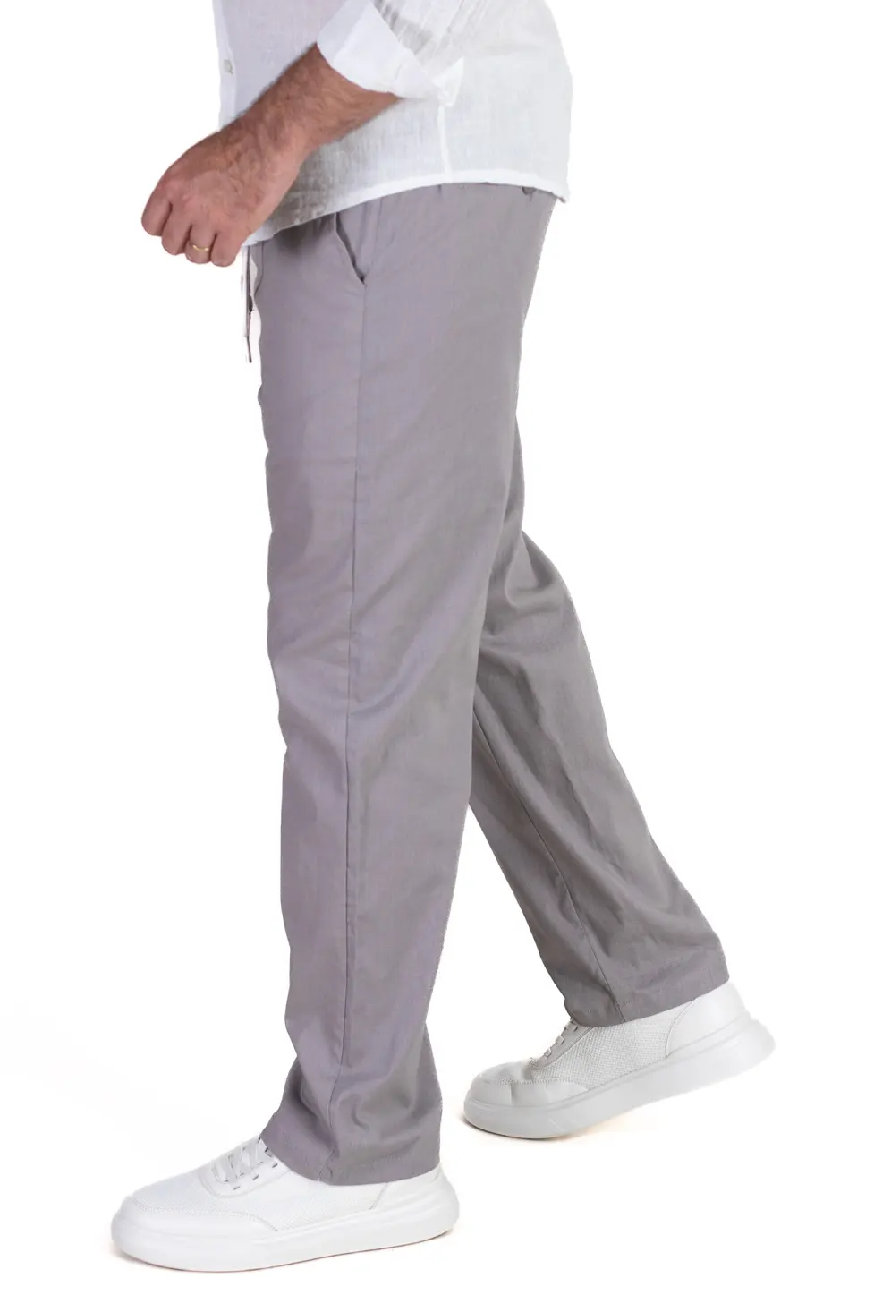 Pantaloni gri regular fit bumbac de vară [3]