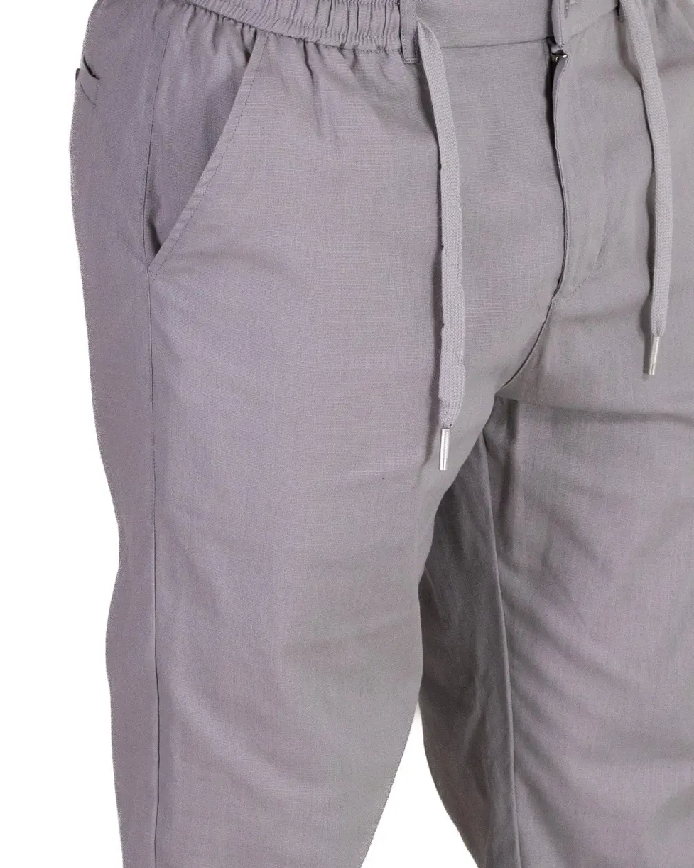 Pantaloni gri regular fit bumbac de vară [6]