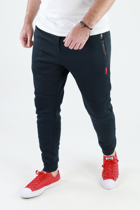 Pantaloni sport bleumarin vatuiti cu logo [6]