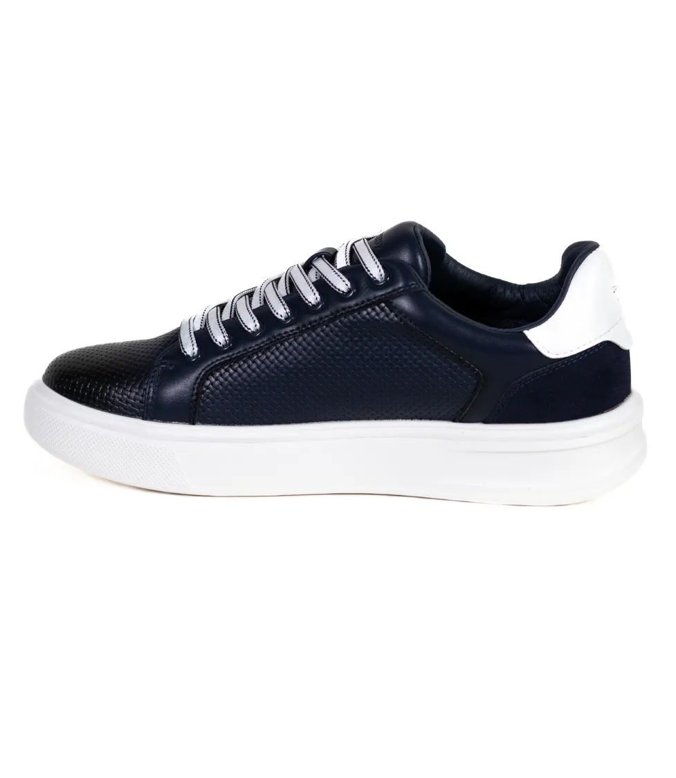 Pantofi casual bleumarin cu sireturi contrast [5]