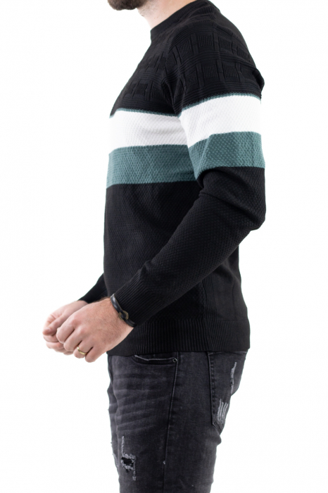 Pulover barbati tricot cu dungi negru [5]
