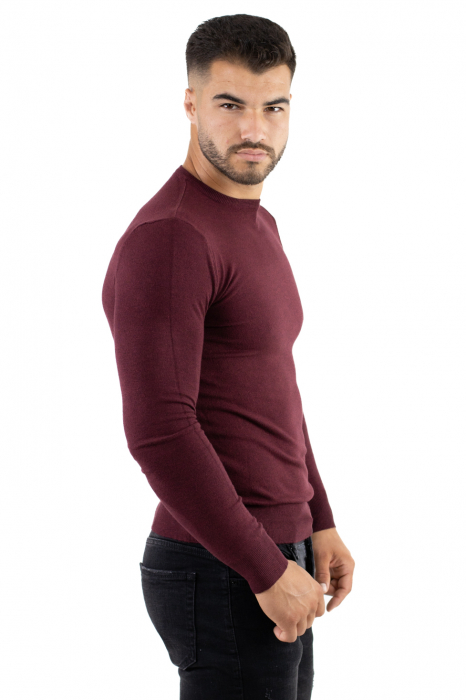 Pulover bordo barbati cu guler rotund [5]