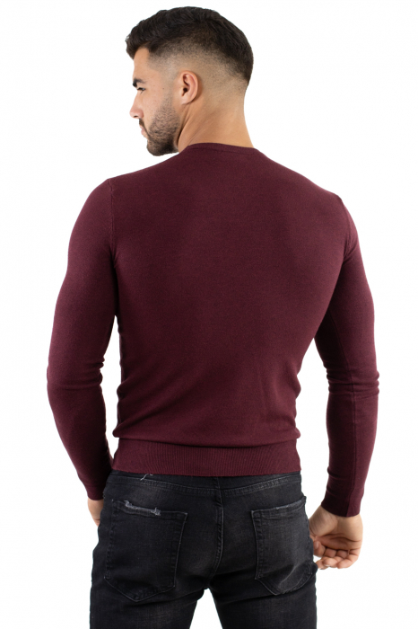 Pulover bordo barbati cu guler rotund [6]