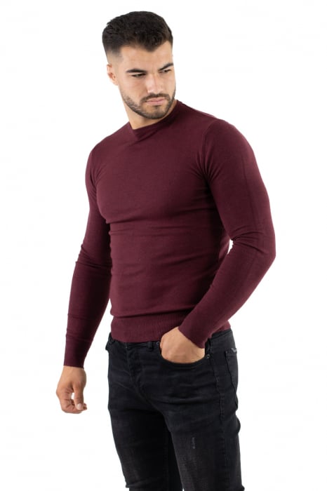 Pulover bordo barbati cu guler rotund [2]