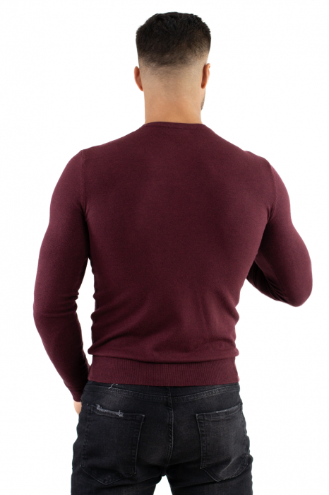 Pulover bordo barbati cu guler rotund [4]