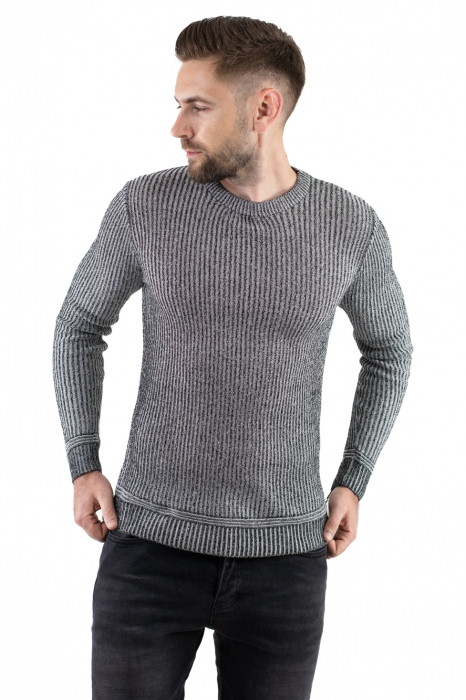Pulover gri din tricot barbati [4]