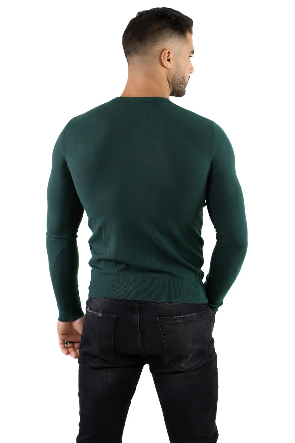 Pulover barbati cu guler in V verde [2]